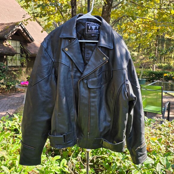 Barney's Jackets & Blazers - Vintage Motorcycle Jacket Barneys Leather Womens Sz 48 Black Thinsulate Zipped